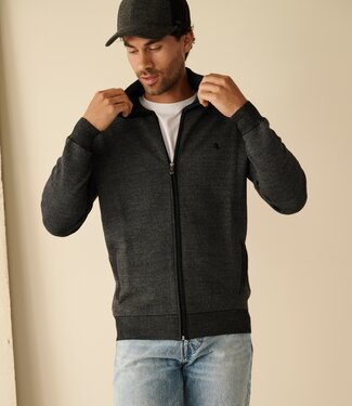 FORMEN Heren cardigan met rits en zakken antraciet