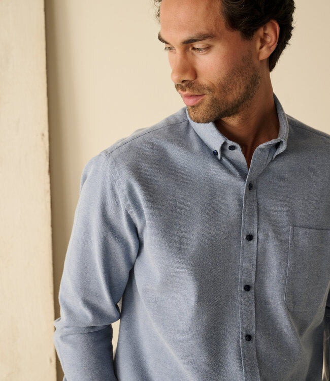 Jeansblauw twill flanel hemd 1