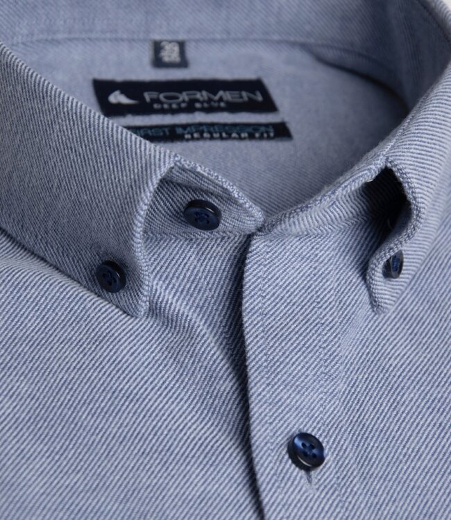 Jeansblauw twill flanel hemd 4
