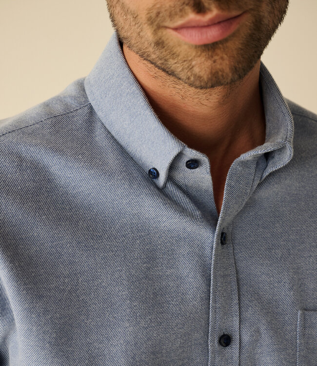 Jeansblauw twill flanel hemd 2