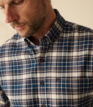 FORMEN Blauw-bruin geruit hemd flanel
