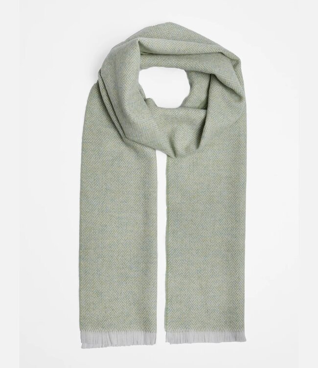 Herensjaal herringbone - lamswol groen 1