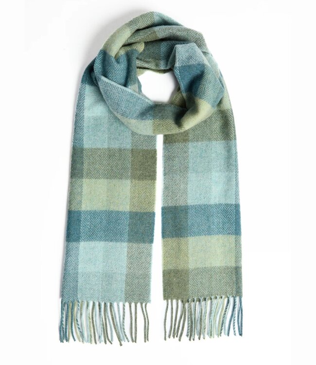 Herensjaal tartan - lamswol groen-blauw 1