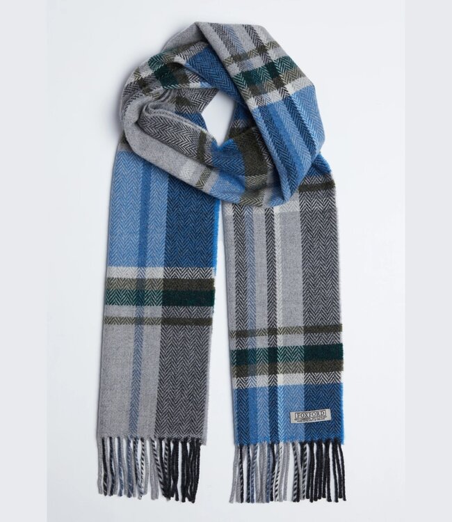 Herensjaal tartan - lamswol blauw-grijs 1