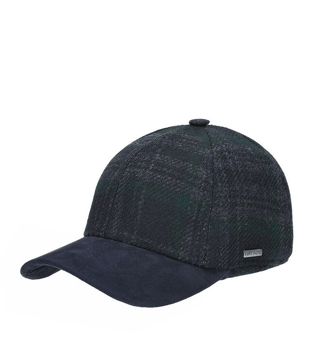 Baseball pet met oorkleppen check blauw 1
