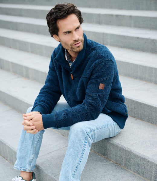 FORMEN Heren fleece jacket blauw