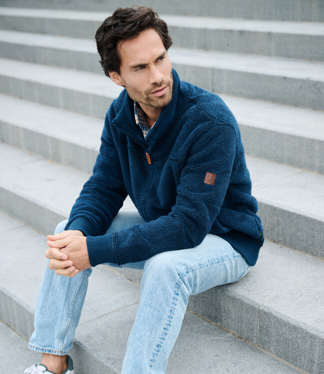Heren fleece jacket blauw 1