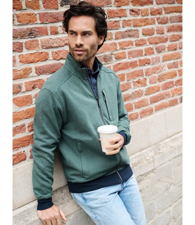 Sweater cardigan met rits – interlock groen 4