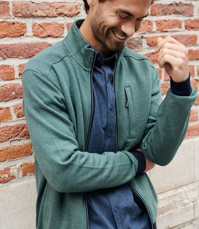 Sweater cardigan met rits – interlock groen 2