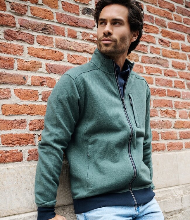 Sweater cardigan met rits – interlock groen 1