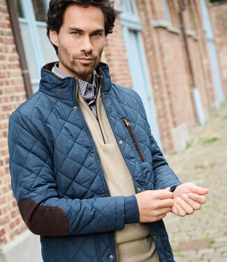 FORMEN Donkerblauwe quilted herenjas
