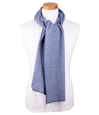 FORMEN Herensjaal herringbone - lamswol blauw