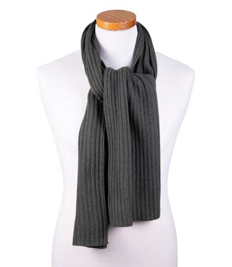 FORMEN Sjaal met rib – olive (10% cashmere)