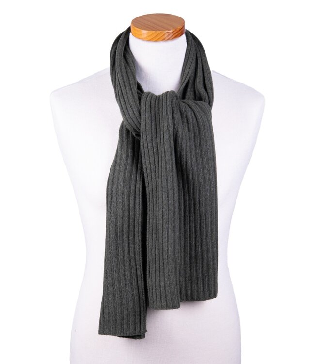 Sjaal met rib – olive (10% cashmere) 1
