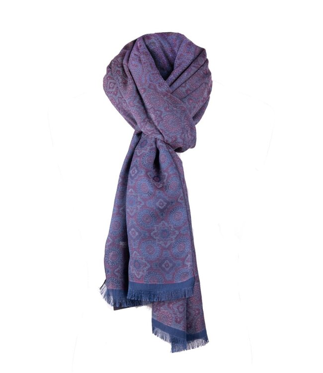 Fijne herensjaal bordeaux-blauw 1