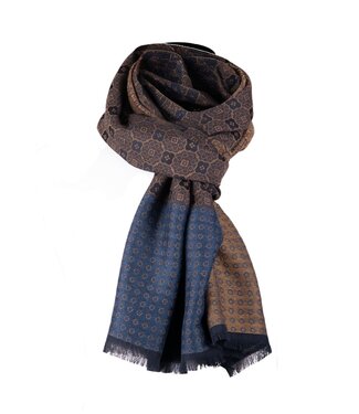 FORMEN Fijne herensjaal camel-blauw