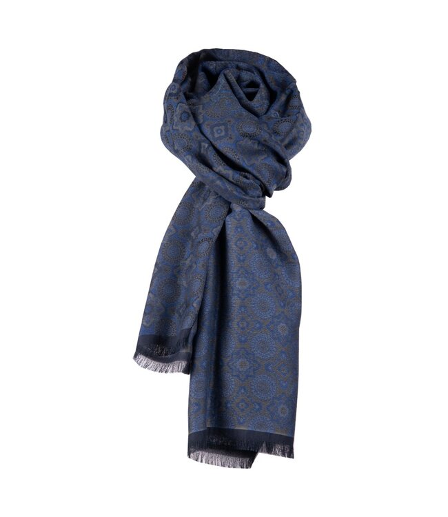 Fijne herensjaal bruin-blauw 1