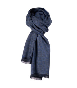 FORMEN Fijne herensjaal olive-blauw