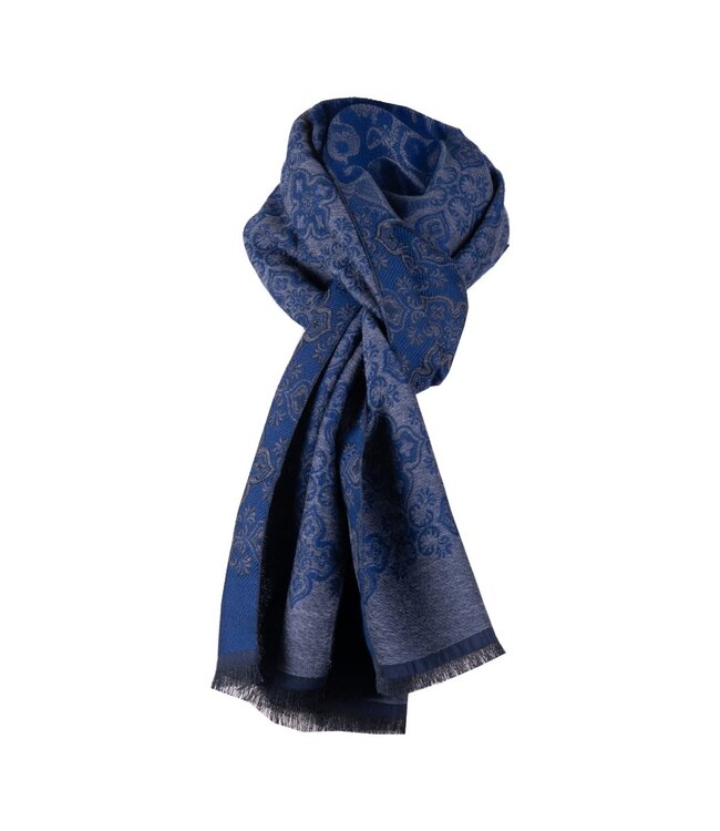 Fijne herensjaal taupe-blauw 1