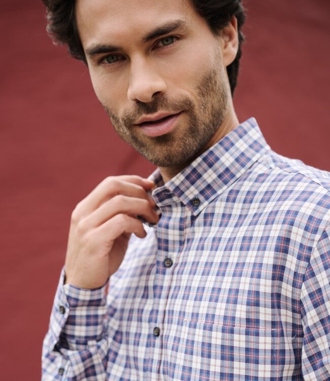 Bordeaux geruit hemd in twill katoen 2