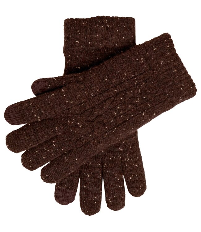Gebreide kabelhandschoenen bruin 1