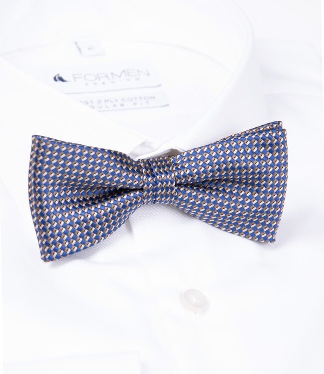 Strik fantasie taupe-blauw 1