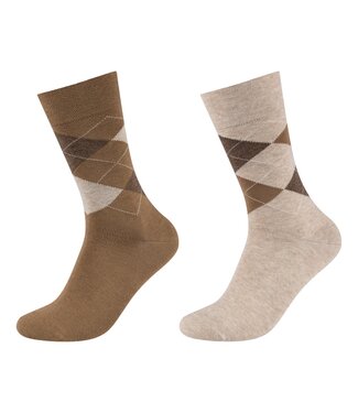 FORMEN sokken 2-pack argyle beige
