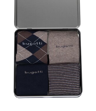 FORMEN Luxe metal giftbox – 4 paar herensokken blauw