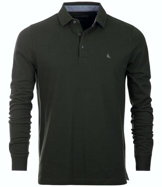 FORMEN Herenpolo met lange mouwen bottle green