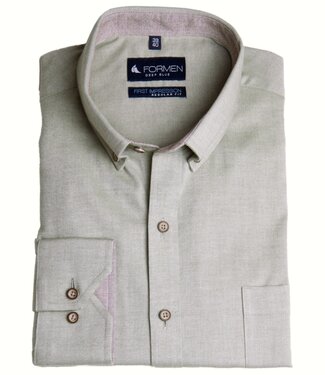 FORMEN Mosgroen hemd brushed twill