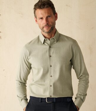 FORMEN Slim fit mosgroen hemd brushed twill