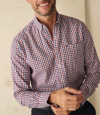 FORMEN Rood vichy geruit hemd brushed twill