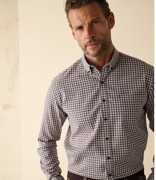 Blauw geruit hemd brushed twill 2