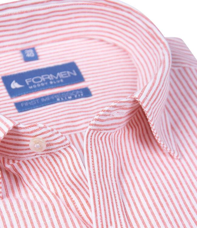 Hemd Split streep oranje - slim fit lange mouw | FORMEN - Formen