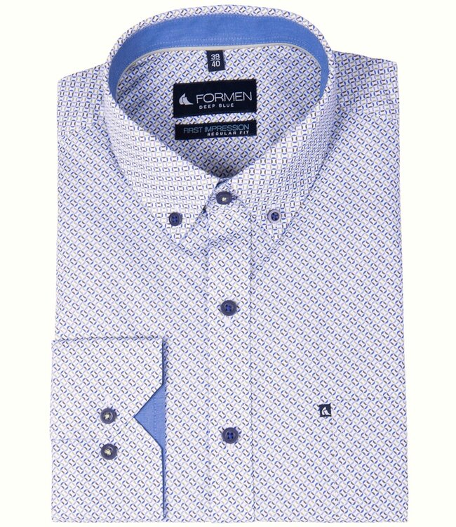Hemd Seville print groen - regular fit lange mouw | FORMEN - Formen