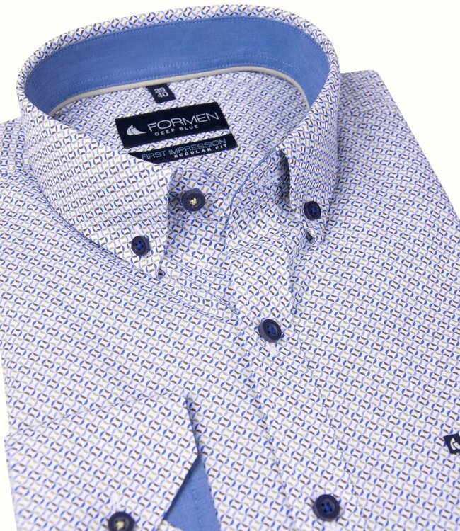 Hemd Seville print groen - regular fit lange mouw | FORMEN - Formen