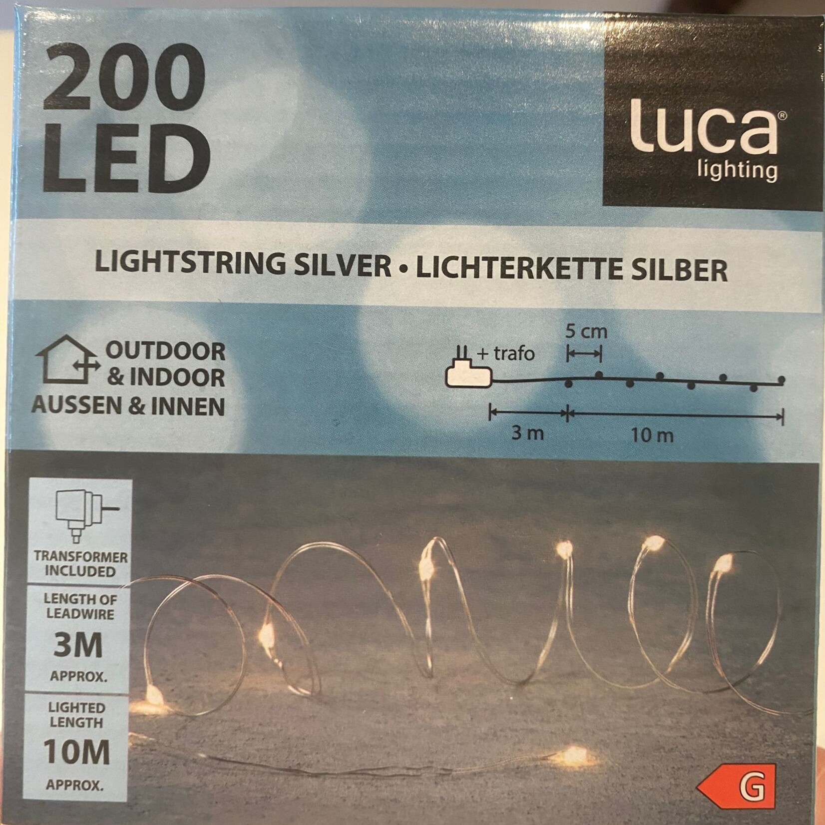 Lichtsnoer zilver 200 LED 10m