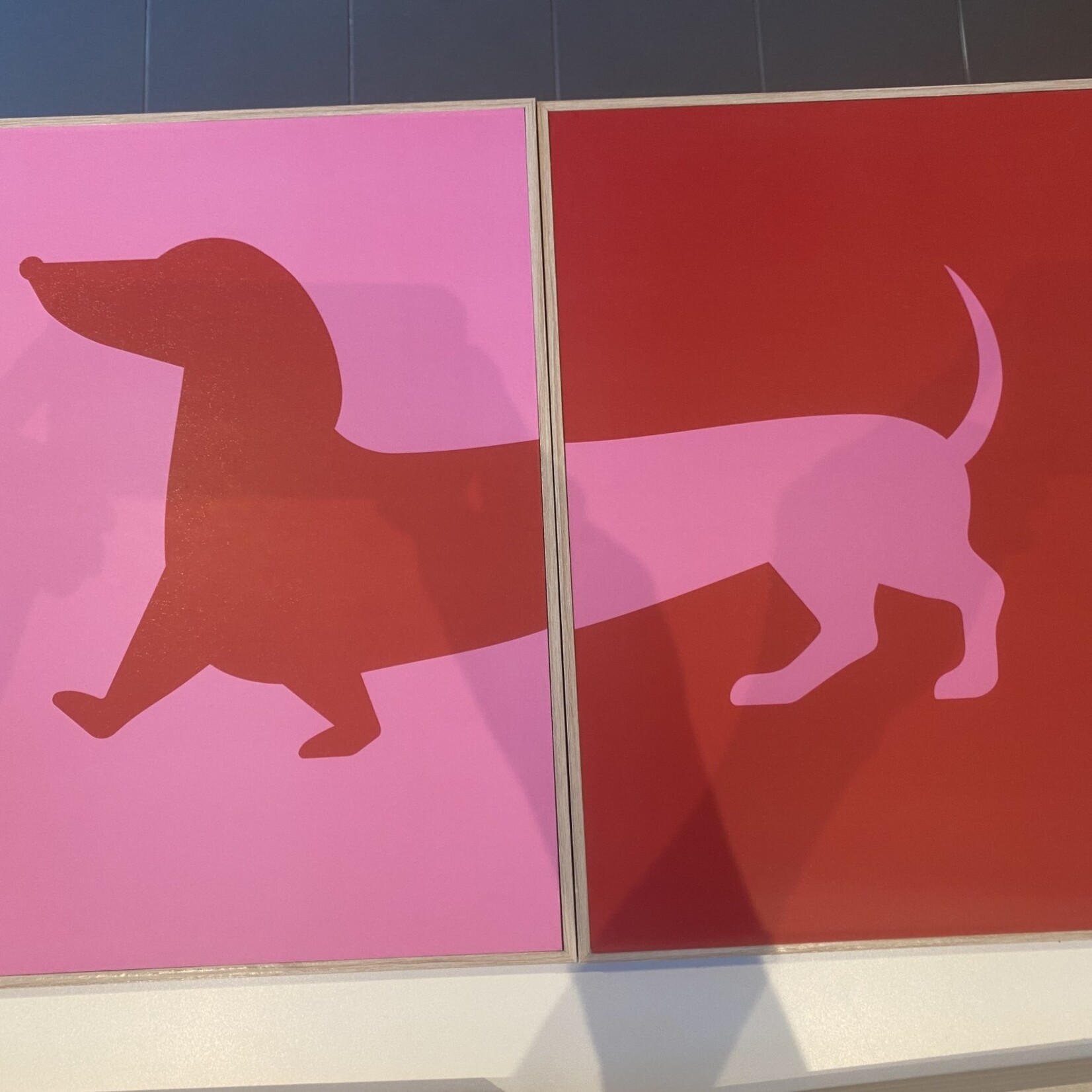 Decokader hond set van 2 Rood-Roos