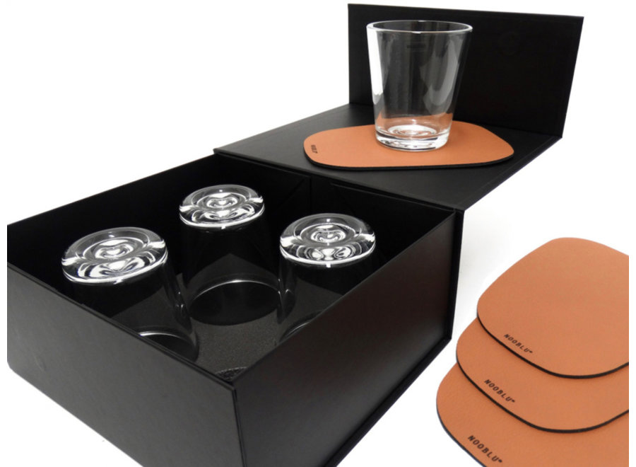 Gift set PEBL & SERVE - Cognac - 8-delige set