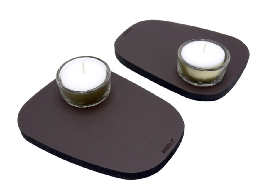 PEBL tea light holder - Chocolate brown - set of 2