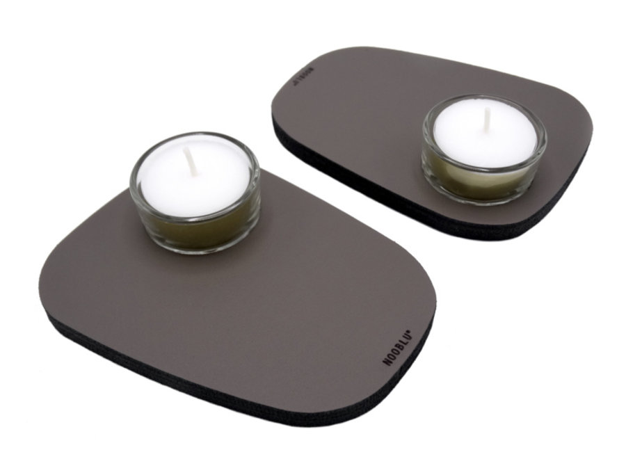 PEBL tea light holder - Lead grey - set of 2
