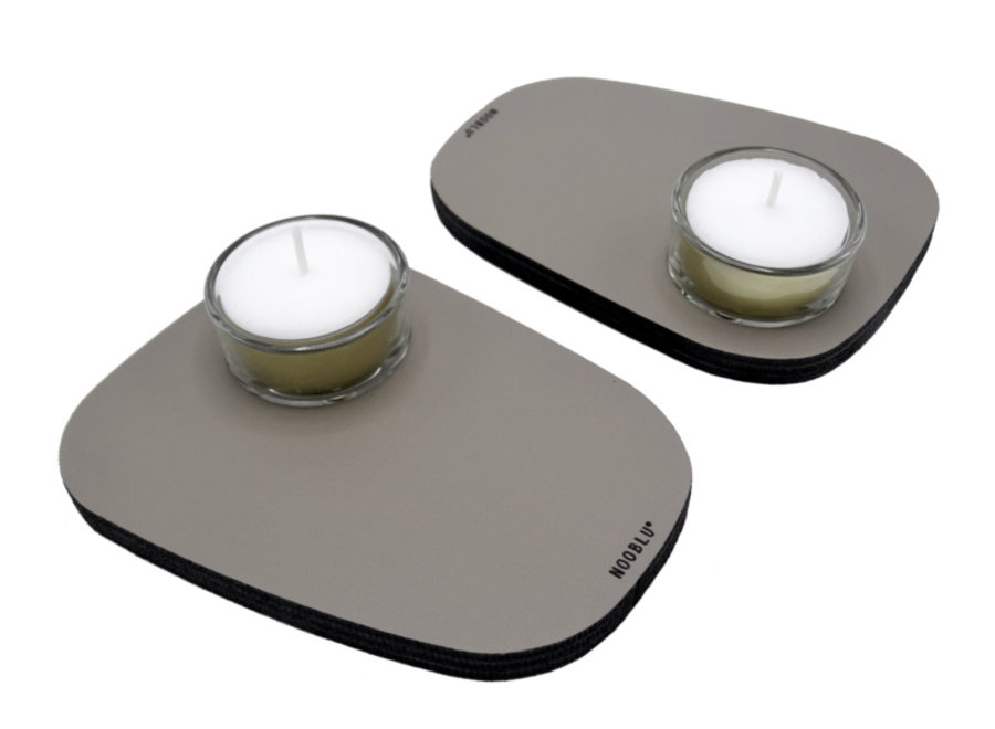 PEBL waxinelichthouder - Clay grey - set van 2