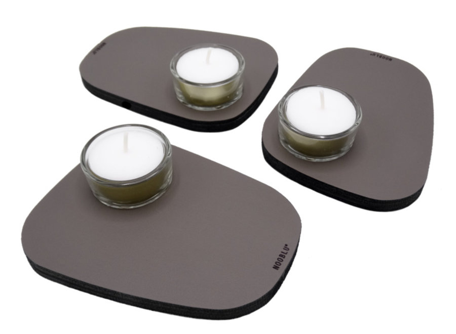 PEBL tea light holder - Lead grey - set of 3