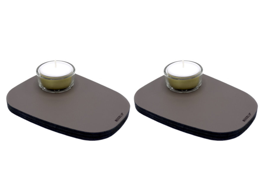 PEBL tea light holder - Lead grey - set of 2
