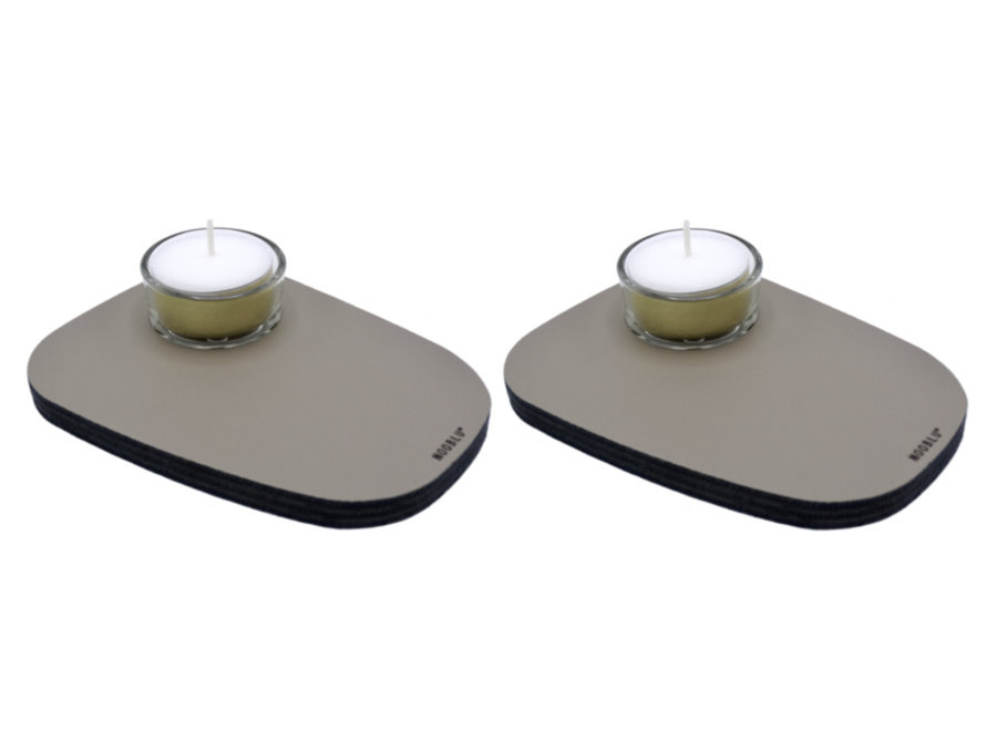 PEBL waxinelichthouder - Clay grey - set van 2