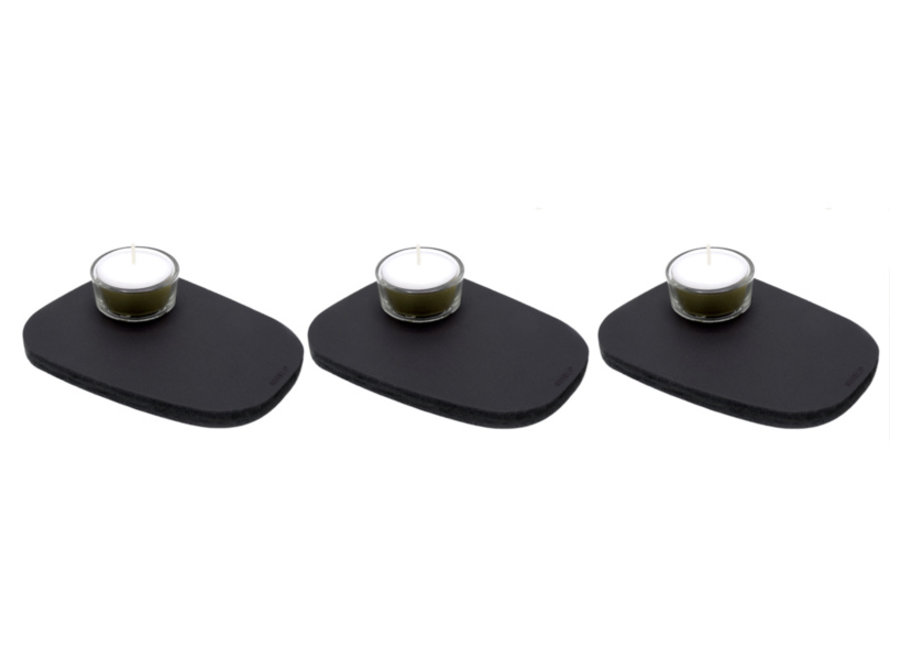 PEBL tea light holder - Midnight black - set of 3