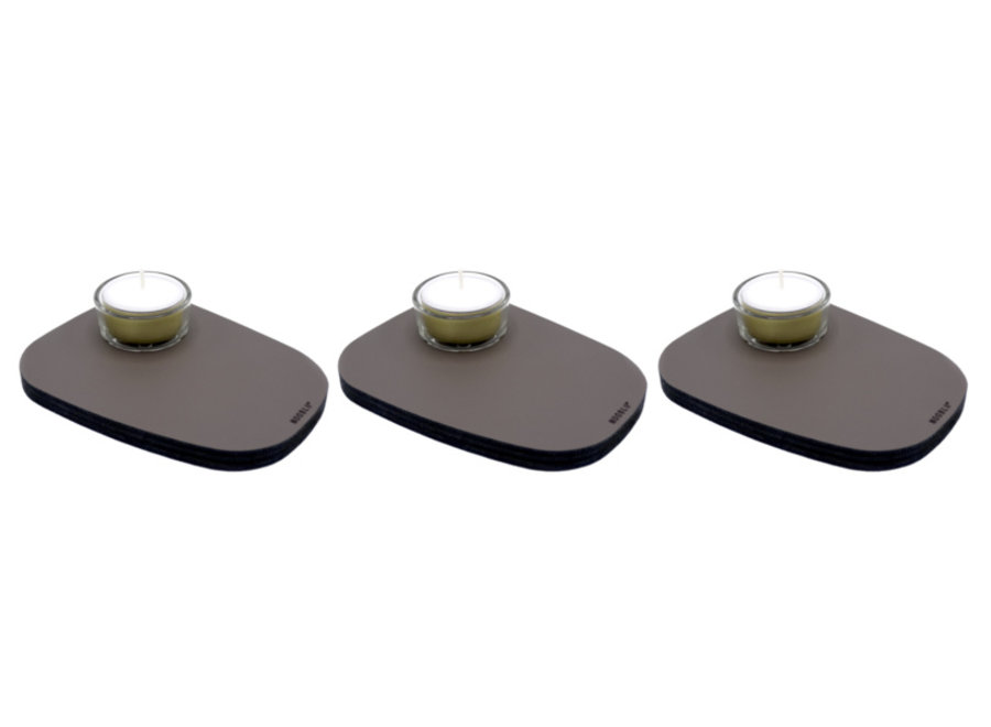 PEBL tea light holder - Lead grey - set of 3