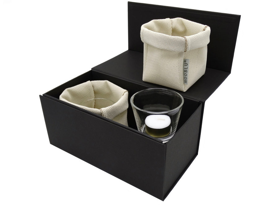 Gift set ZAQ & ZEN - waxinelichthouders - ecru