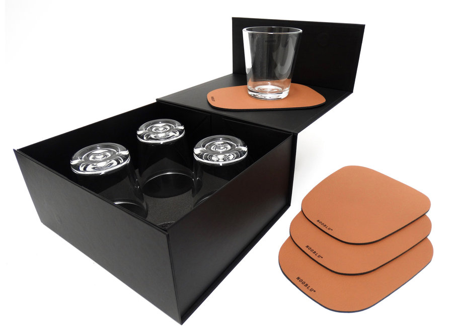 Gift set PEBL & SERVE - Cognac - 8-delige set