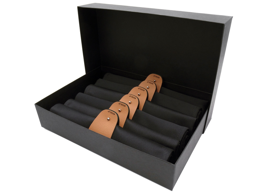 Gift set MANCHET & SATIN - cognac/ zwart - 6 sets